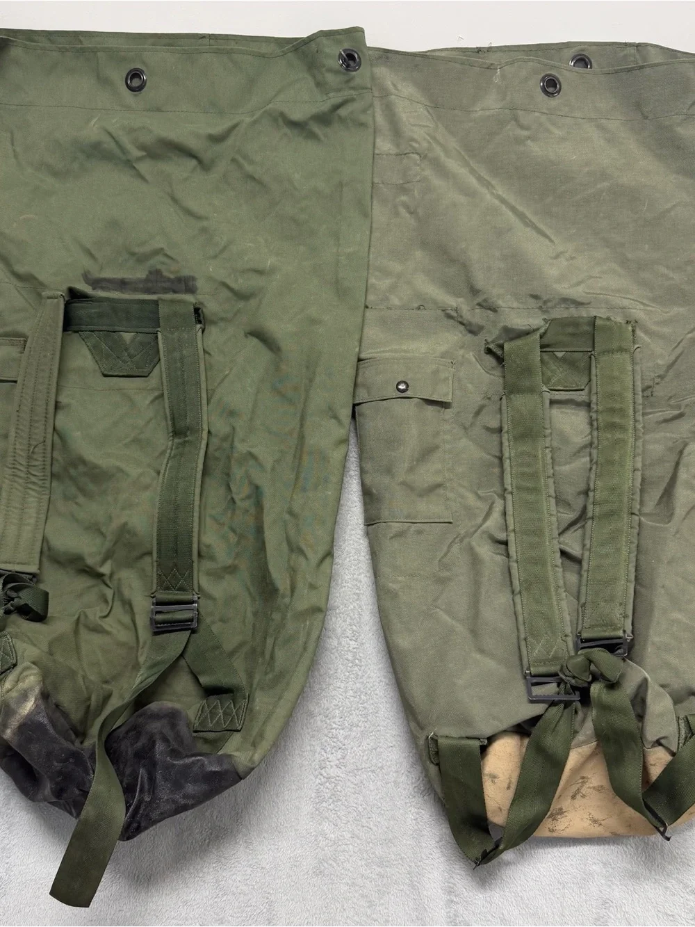 Lot of 2 USGI OD Green Nylon Duffel Bags Sea Garrison Duffle Equipment
